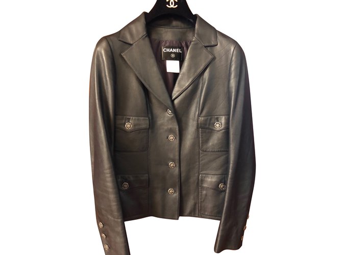 Chanel Jackets Black Leather ref.81583 - Joli Closet