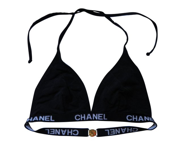 Chanel logo Lycra Noir  ref.81601