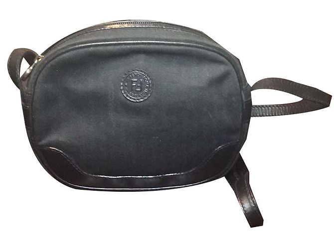 Fendi Handbag Black and Gold Cloth Golden