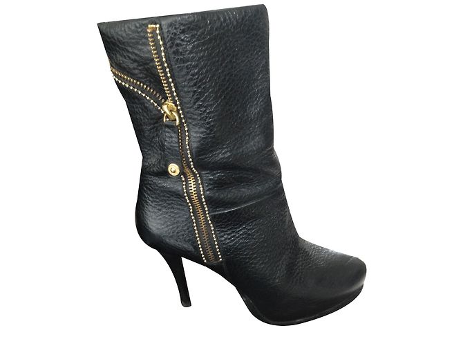 Liu.Jo Black Leather Platform Ankle Boots