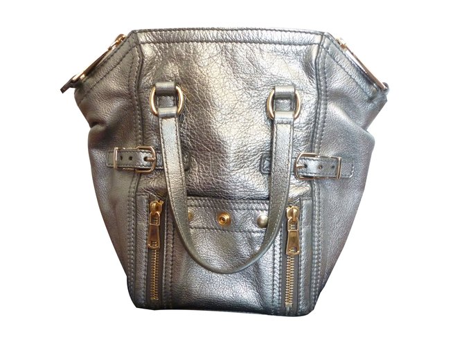 Yves Saint Laurent Handbags Silvery Leather  ref.81654