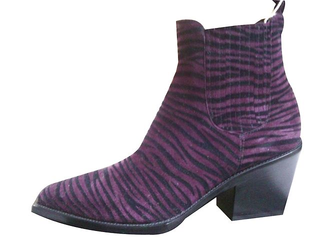 Just Cavalli Stiefeletten Lila Deerskin Zebra Absatz