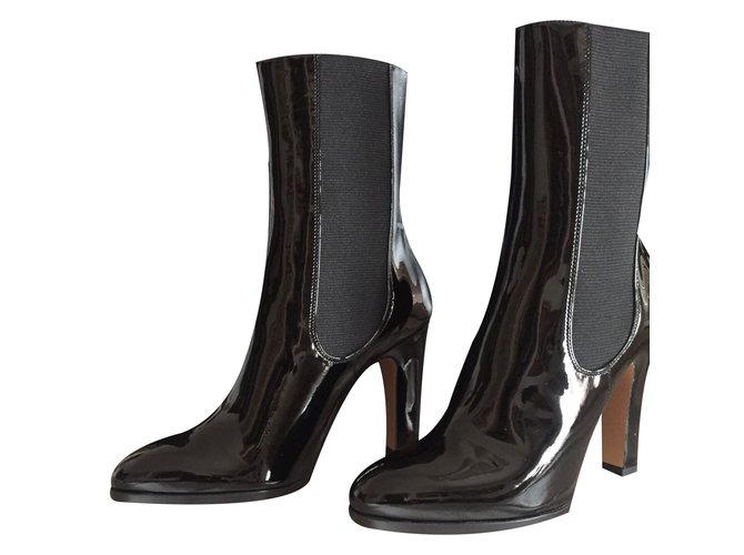 Chanel Ankle boots Black Varnish  ref.81719