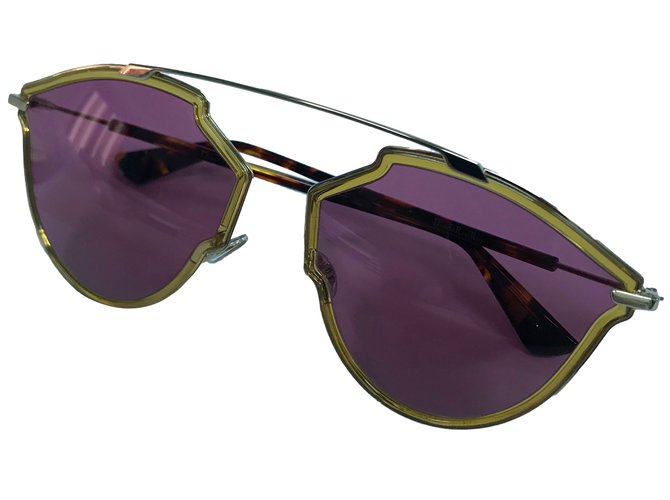 Dior Gafas de sol Roja Dorado Metal Acetato  ref.81757