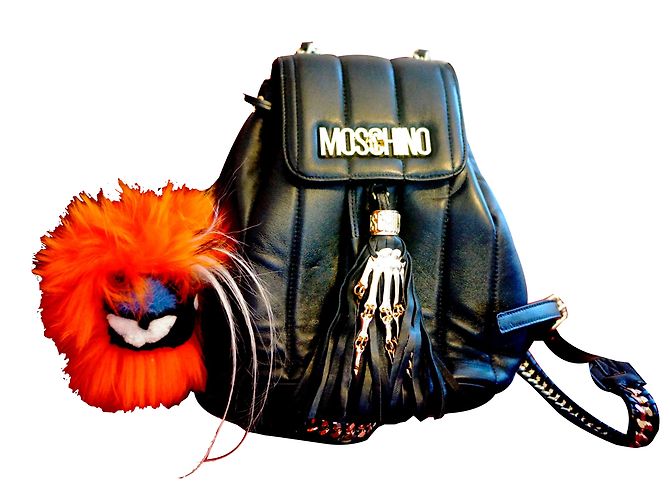 Moschino Skeleton FW16 Leder Rucksack Schwarz