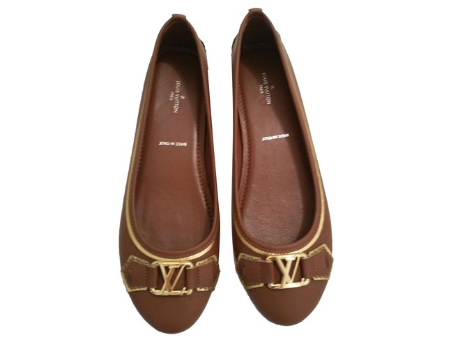 Louis Vuitton Ballet flats Brown Leather  ref.81813