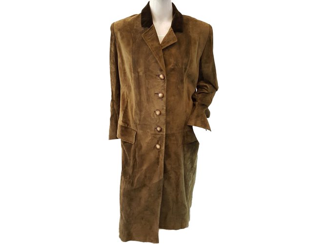 Hermès Khaki suede coat  ref.81819