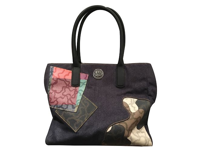 Autre Marque Borsa Tous blu in pelle e cotone