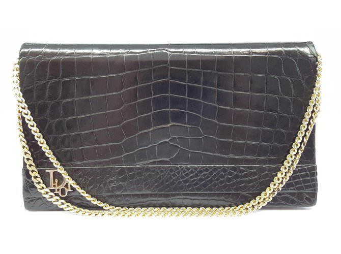 Dior Clutch Black Exotic leather  ref.82102