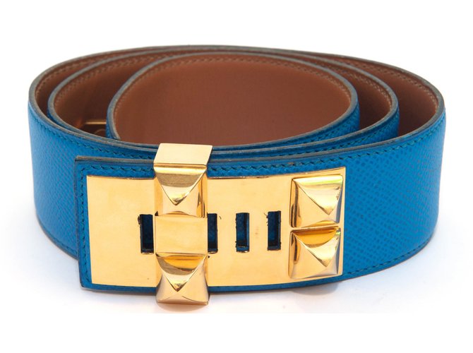 Hermès ceinture Cuir Bleu clair  ref.82107