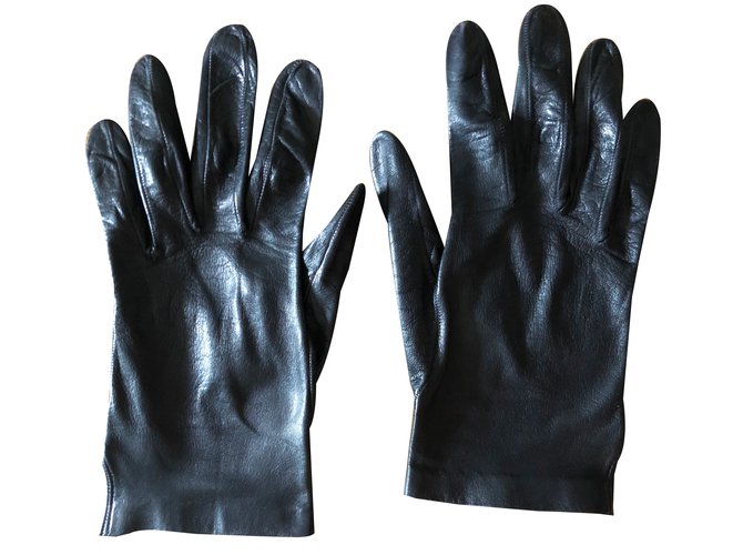 Autre Marque Paire gants cuir noir agneau Cuir d'agneau  ref.82123