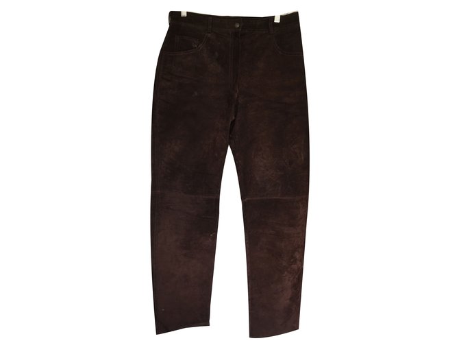 Autre Marque Mexico Solo Pants Brown Dark brown Suede Leather Deerskin  ref.82133
