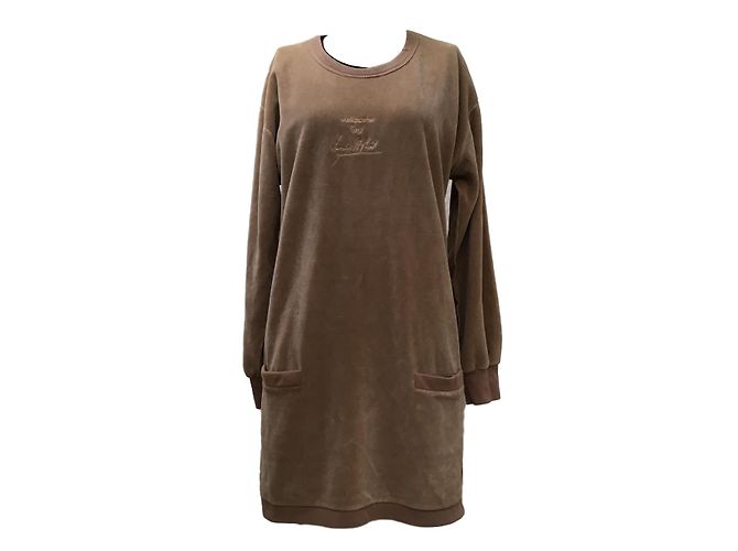 Sonia Rykiel Samtkleid Pullover Taupe Kastanie Hellbraun