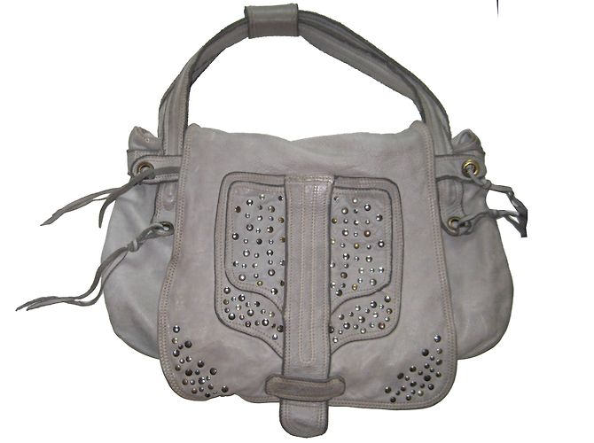 Borsa in pelle Zadig & Voltaire con borchie Grigia Grigio