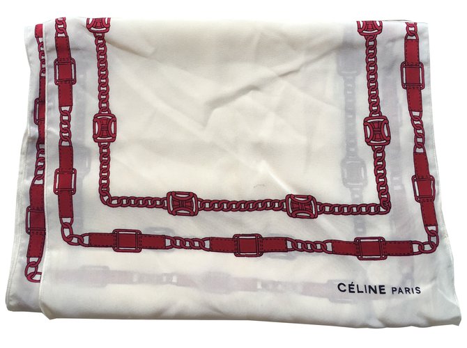Céline sciarpe Bianco sporco Seta  ref.82204
