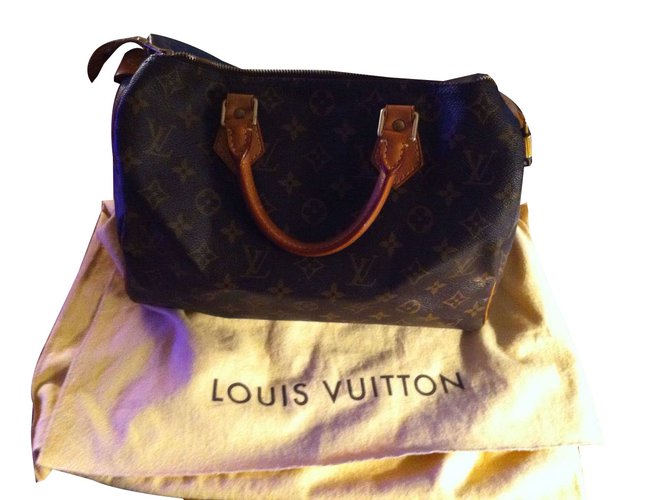 Speedy Louis Vuitton Handbag Brown Cloth  ref.82212