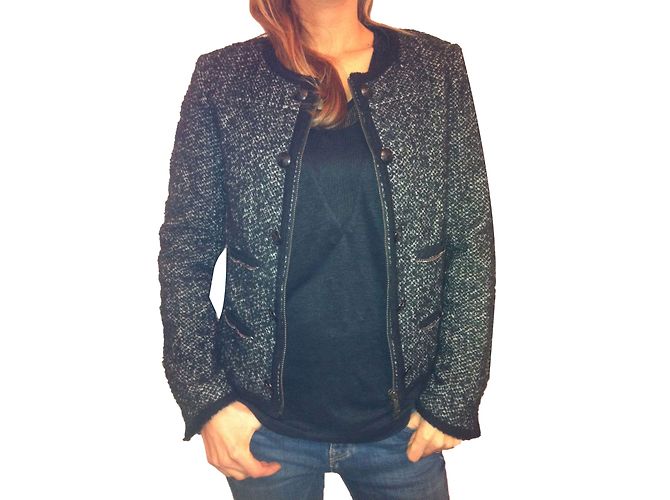 The Kooples Jacke Schwarz Tweed Effekt