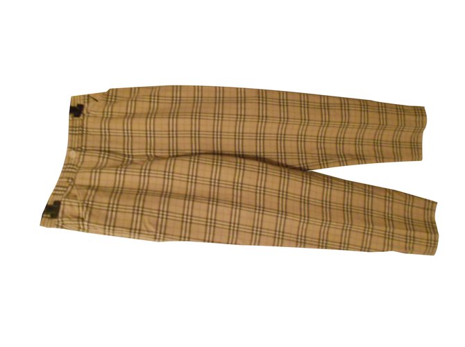 Burberry Pants, leggings Beige Wool  ref.82231