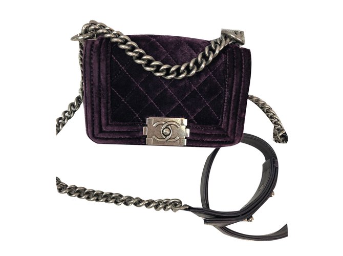 Boy Chanel Handbags Purple Velvet  ref.82350