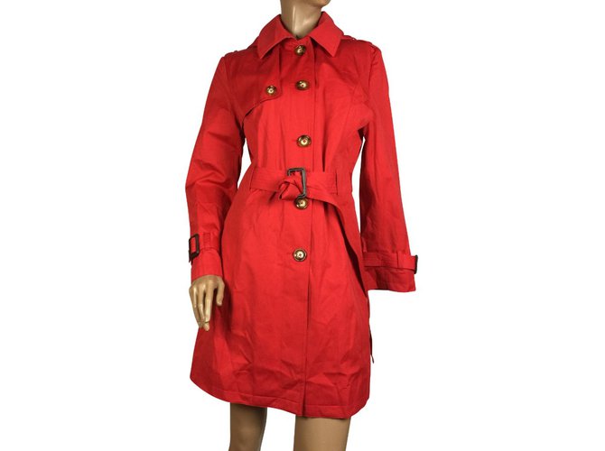 Michael Kors Roter Trenchcoat Winterjacke Mantel Baumwolle Rot Ref 390 Joli Closet