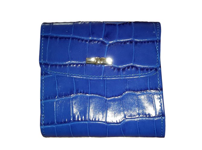 Longchamp portafogli Blu Pelle  ref.82397
