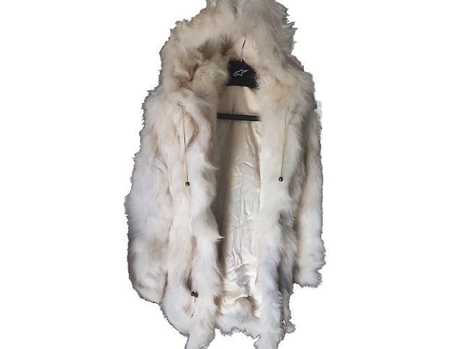 Abrigo de piel de zorro blanco Yves Salomon Beige Talla 38