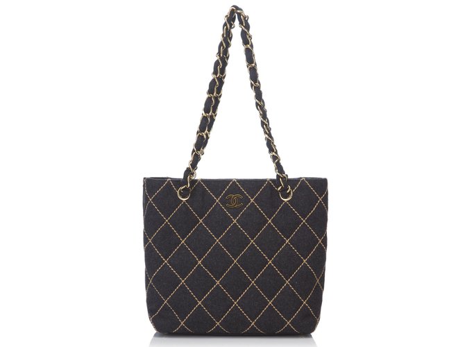 Chanel Surpique Wool Shoulder Bag Grey Dark grey Cloth  ref.82458