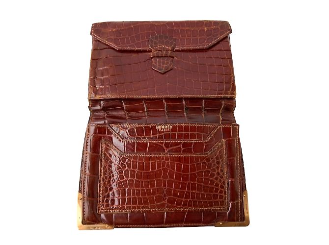 Hermès Brown crocodile wallet