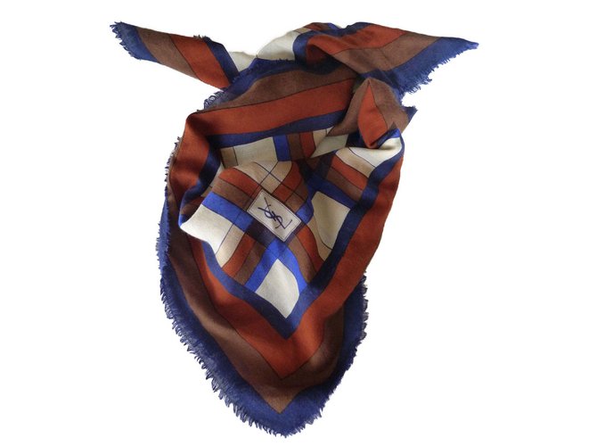 Yves Saint Laurent Scarves Multiple colors Silk Wool  ref.82477