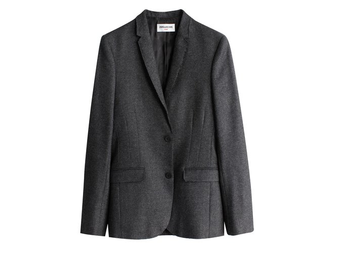 Zadig & Voltaire Blazers Jackets Dark grey Polyester Wool Polyamide  ref.82508