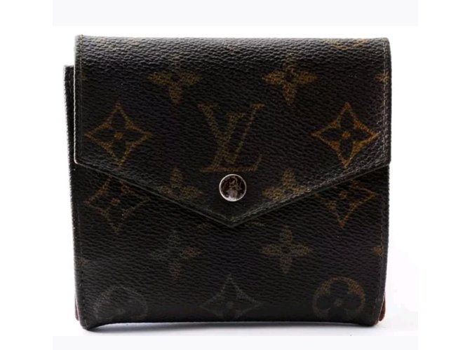 Louis Vuitton Monogram lined snap  trifold wallet Brown Leather  ref.82535
