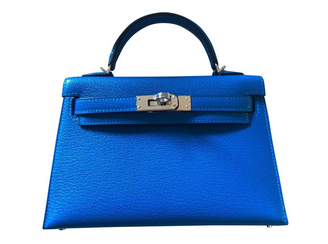 Hermès Mini Kelly Azul Couro  ref.82541