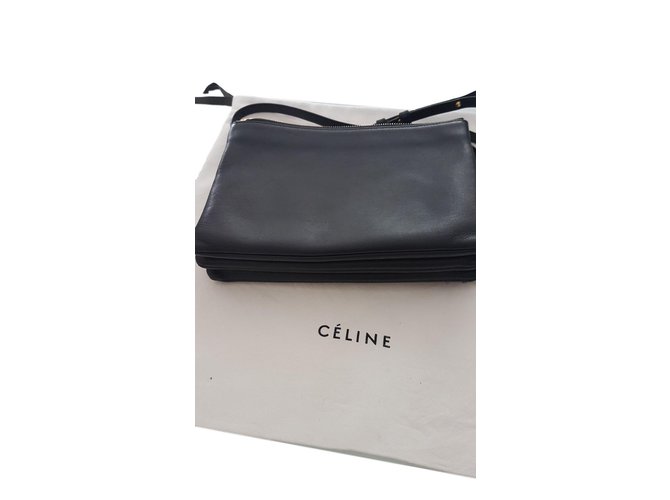 Céline Trio Black Leather  ref.82678