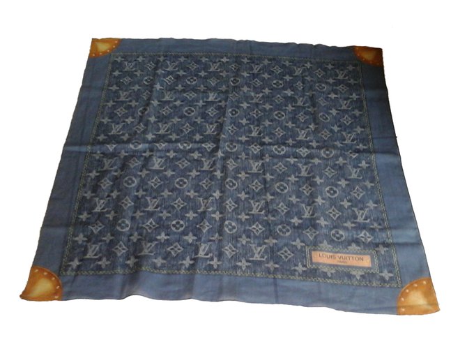 Louis Vuitton sciarpe Blu Cotone