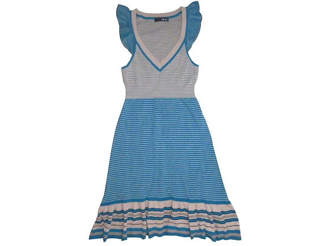 Liu.Jo Liu Jo Elastisches Kleid aus Baumwolle Blau Beige