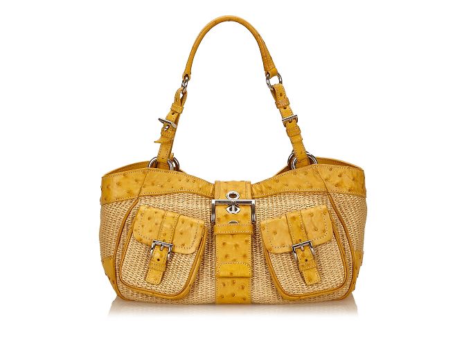 Prada Bolsa De Ombro De Palha