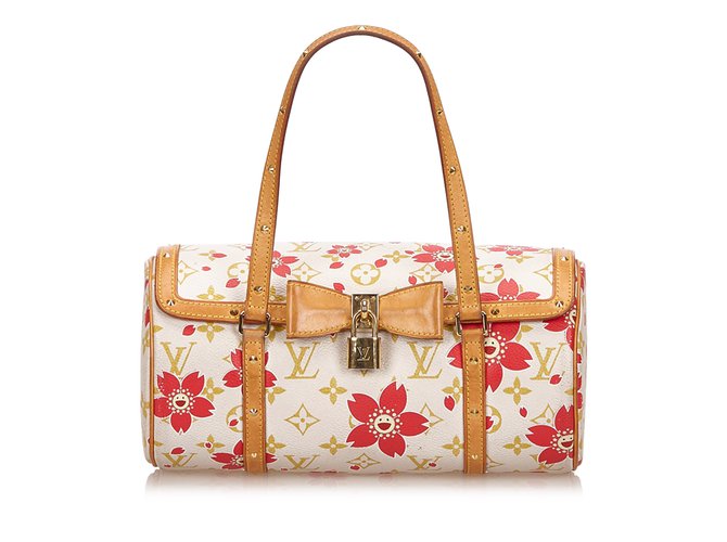 Louis Vuitton Papillon di fiori di ciliegio Bianco Multicolore Pelle Tela  ref.82764 - Joli Closet