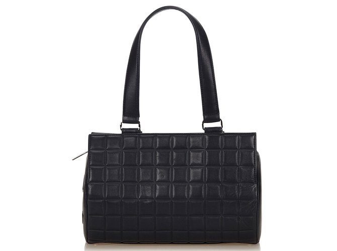 Chanel Choco Bar Leather Shoulder Bag Blue Dark blue  ref.82770