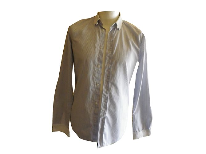Camicia Sandro a righe blu e bianche in cotone Bianco 