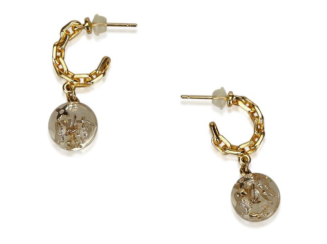 Louis Vuitton Resin Drop Push Back Earrings Golden Metal Plastic  ref.82800