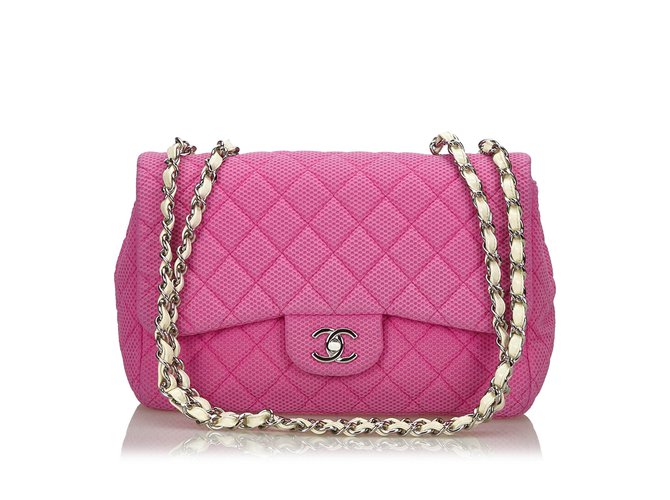 Chanel Mesh Flap Chain Shoulder Bag Pink Cloth ref.83039 - Joli Closet