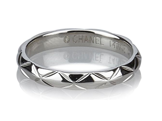 Chanel Matelasse Ring Silber Metall Platin