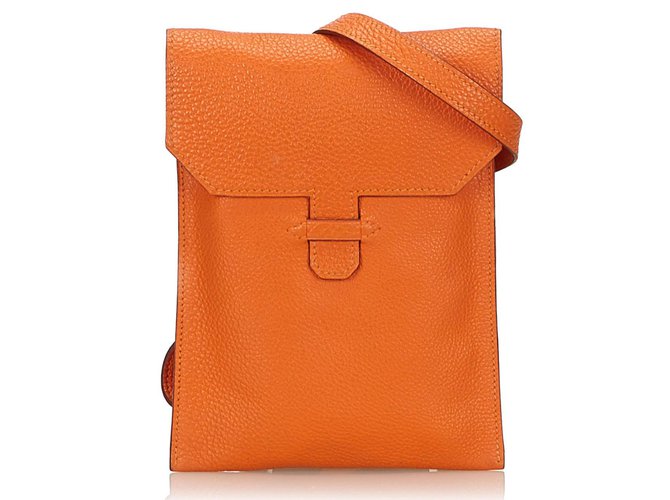 Hermès Amelie de couro Laranja  ref.83056