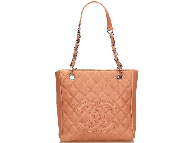Chanel Cabas petit shopping Cuir Rose  ref.83061
