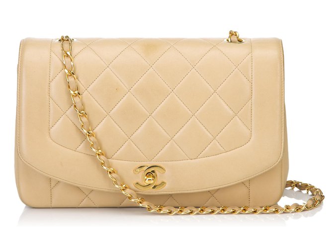 Chanel Diana Flap Shoulder Bag Brown Beige Leather ref.83072 - Joli Closet