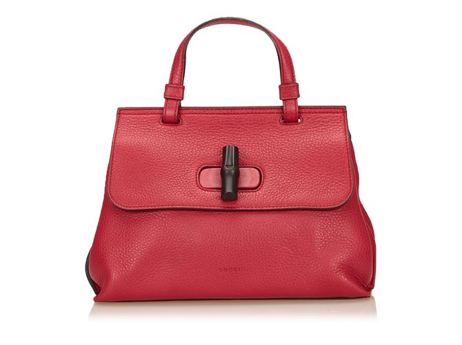 Gucci Leather Bamboo Daily Red  ref.83077