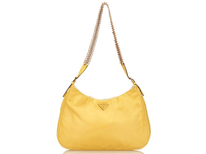 prada nylon shoulder bolsa yellow