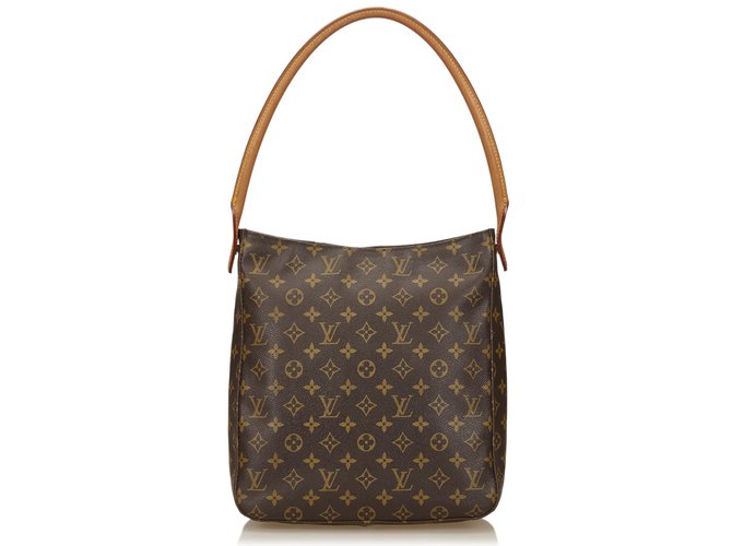 Louis Vuitton Monogram Looping MM Brown Leather Cloth  ref.83080
