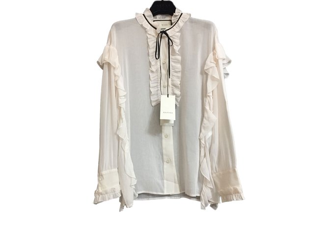 Gucci camicia donna Soie Coton Blanc  ref.83086