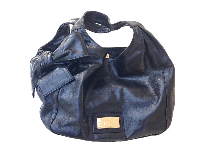 $995 Valentino Garavani Betty Bow Lacca Black Patent Leather Tote Handbag  Purse | eBay